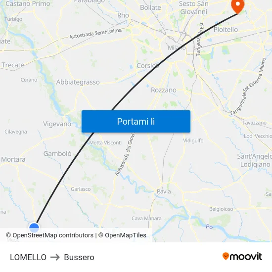 LOMELLO to Bussero map