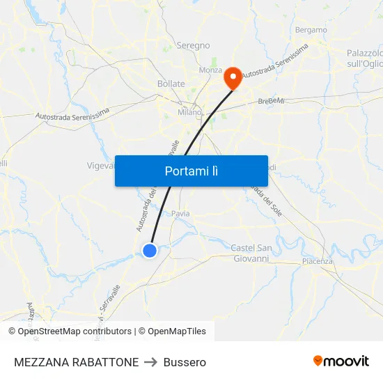 MEZZANA RABATTONE to Bussero map