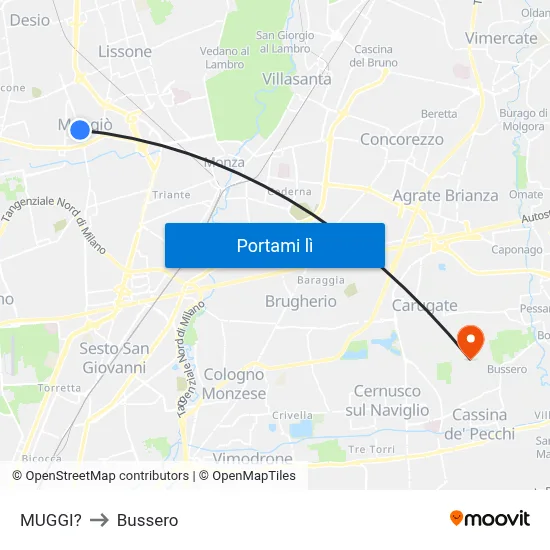 MUGGI? to Bussero map