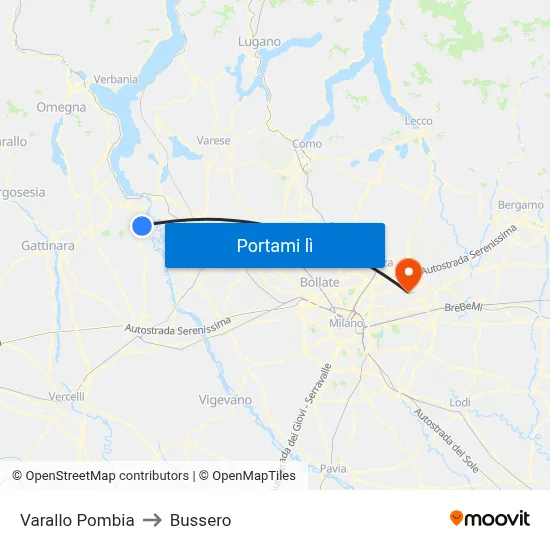 Varallo Pombia to Bussero map