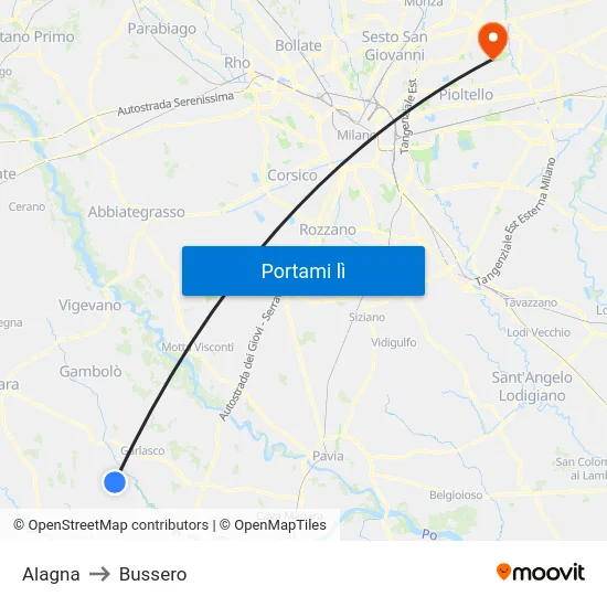 Alagna to Bussero map