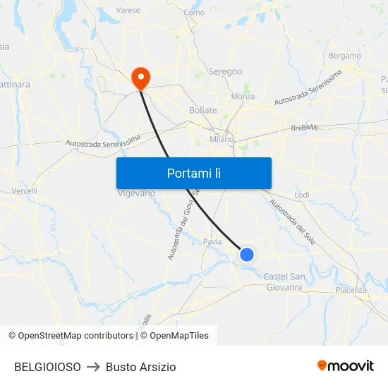 BELGIOIOSO to Busto Arsizio map