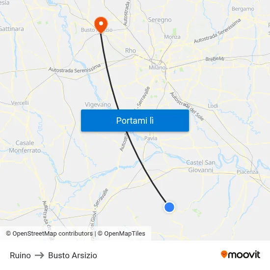 Ruino to Busto Arsizio map