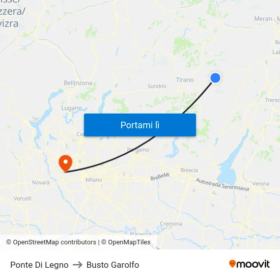 Ponte Di Legno to Busto Garolfo map