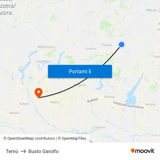 Temù to Busto Garolfo map