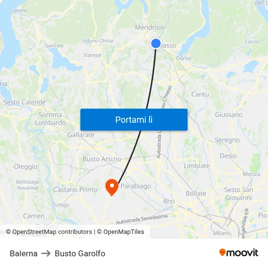 Balerna to Busto Garolfo map