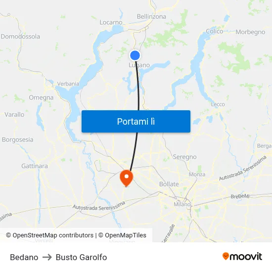 Bedano to Busto Garolfo map