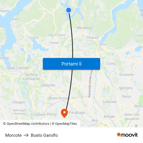 Morcote to Busto Garolfo map