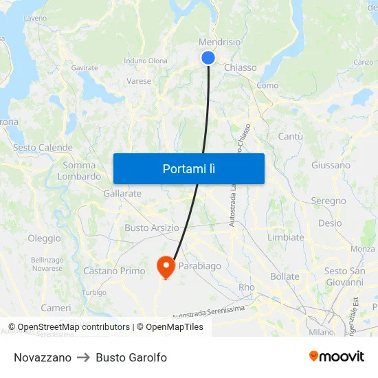 Novazzano to Busto Garolfo map
