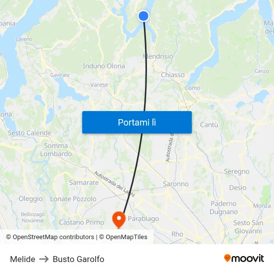 Melide to Busto Garolfo map