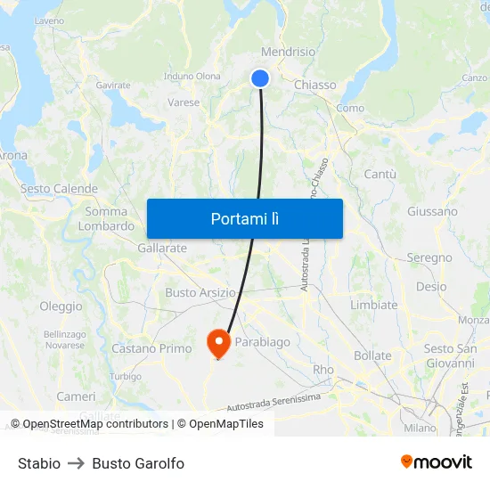 Stabio to Busto Garolfo map
