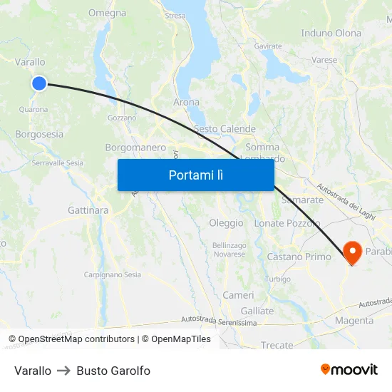 Varallo to Busto Garolfo map