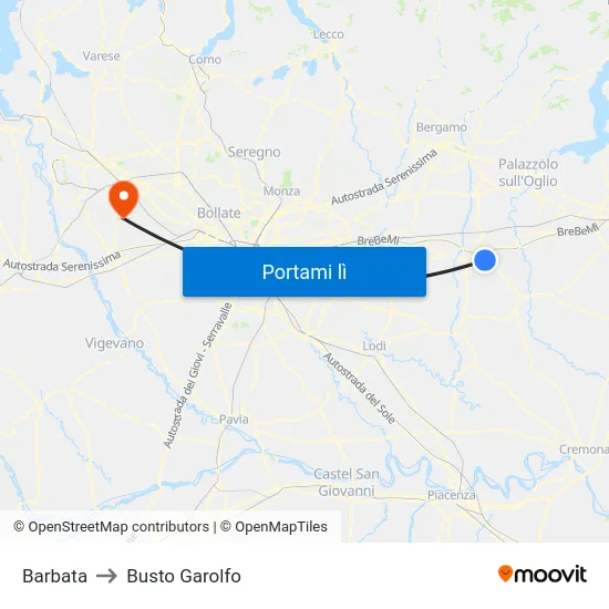 Barbata to Busto Garolfo map