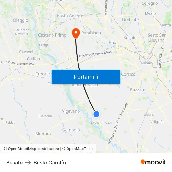 Besate to Busto Garolfo map