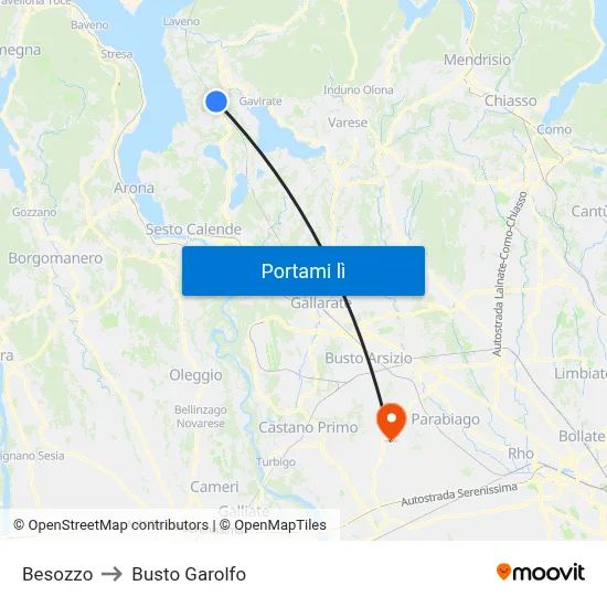 Besozzo to Busto Garolfo map
