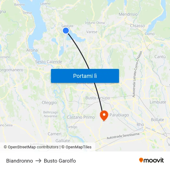 Biandronno to Busto Garolfo map