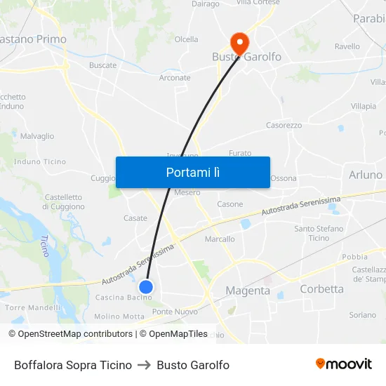 Boffalora Sopra Ticino to Busto Garolfo map
