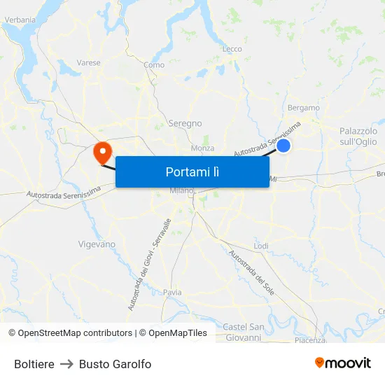 Boltiere to Busto Garolfo map
