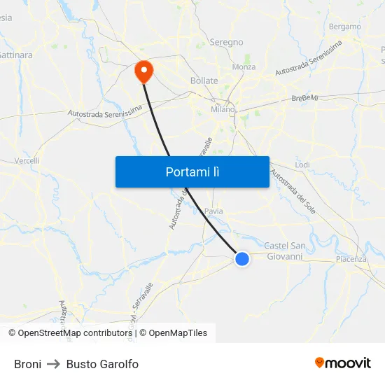 Broni to Busto Garolfo map