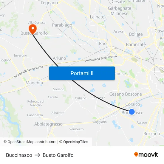 Buccinasco to Busto Garolfo map