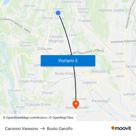 Caronno Varesino to Busto Garolfo map