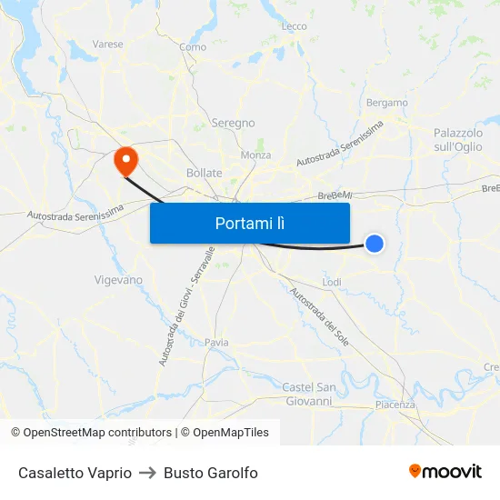 Casaletto Vaprio to Busto Garolfo map