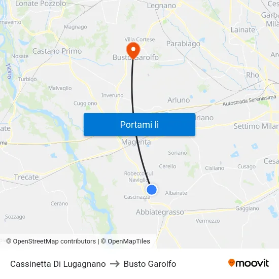 Cassinetta Di Lugagnano to Busto Garolfo map