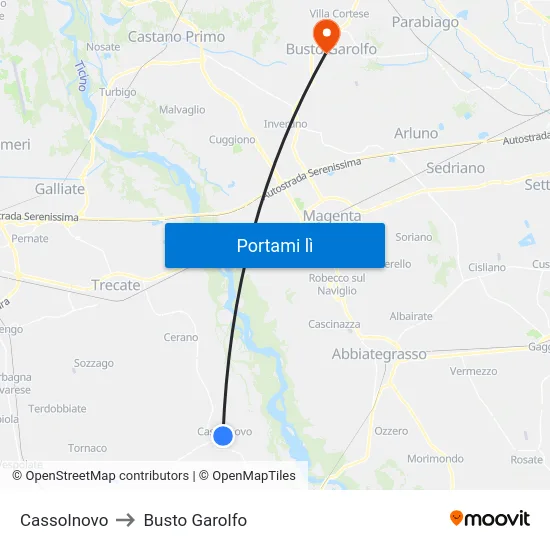 Cassolnovo to Busto Garolfo map