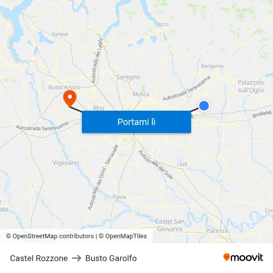 Castel Rozzone to Busto Garolfo map
