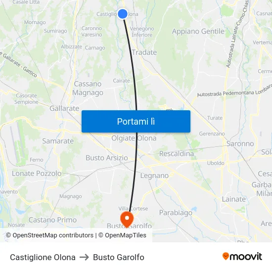 Castiglione Olona to Busto Garolfo map