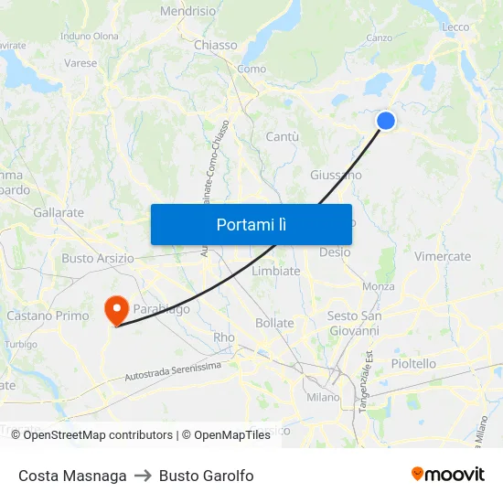 Costa Masnaga to Busto Garolfo map