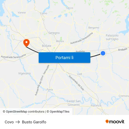 Covo to Busto Garolfo map