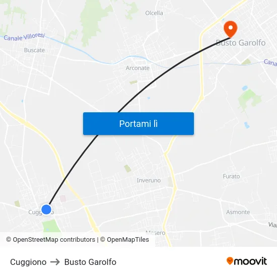 Cuggiono to Busto Garolfo map