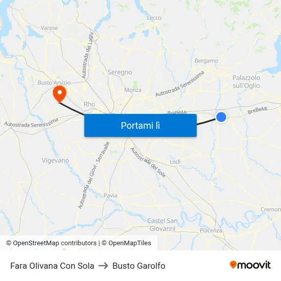 Fara Olivana Con Sola to Busto Garolfo map