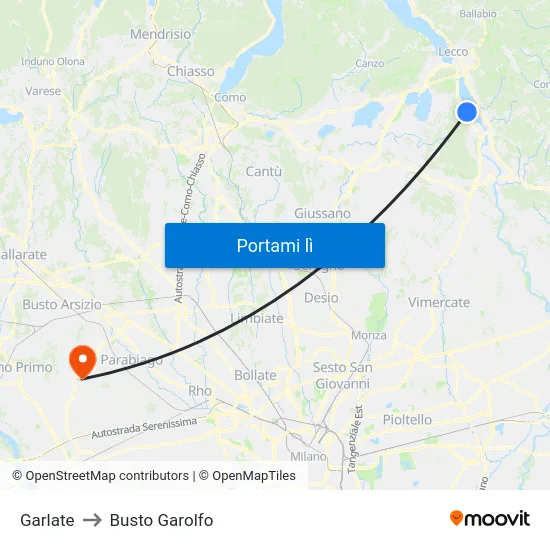 Garlate to Busto Garolfo map