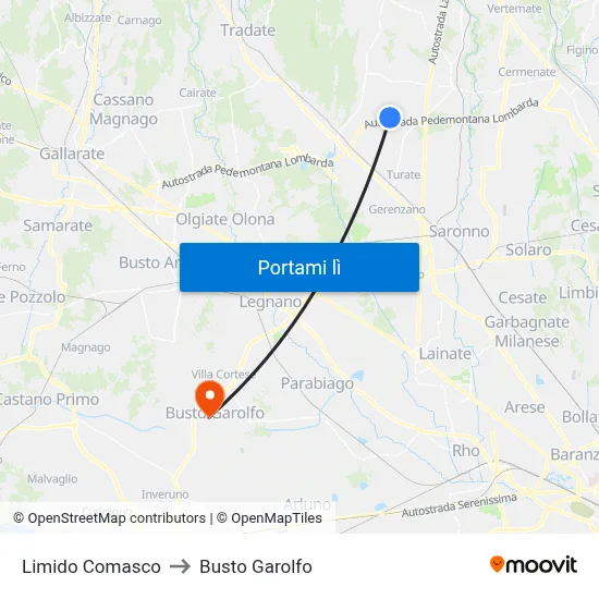 Limido Comasco to Busto Garolfo map