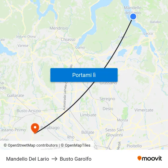 Mandello Del Lario to Busto Garolfo map