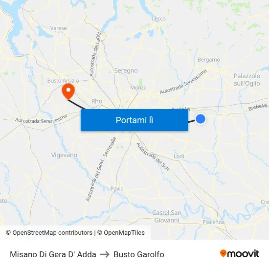Misano Di Gera D' Adda to Busto Garolfo map
