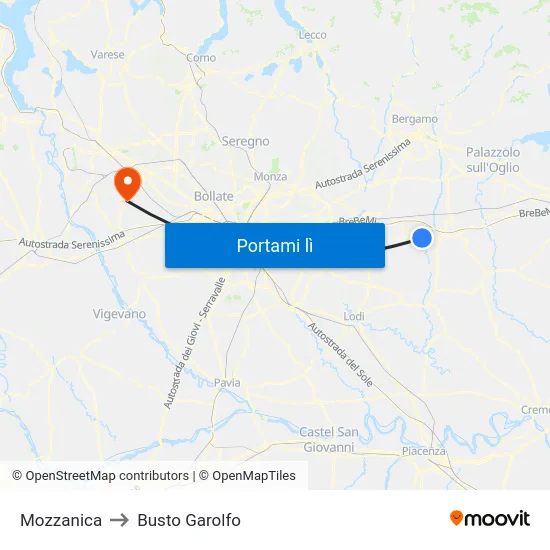 Mozzanica to Busto Garolfo map