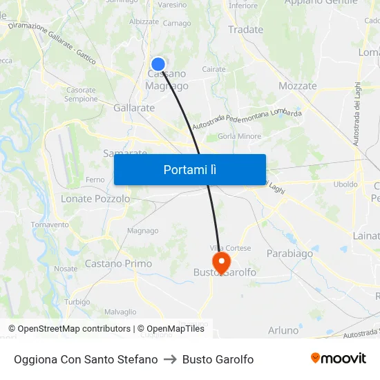 Oggiona Con Santo Stefano to Busto Garolfo map
