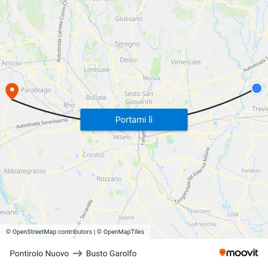 Pontirolo Nuovo to Busto Garolfo map