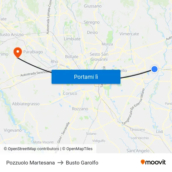 Pozzuolo Martesana to Busto Garolfo map