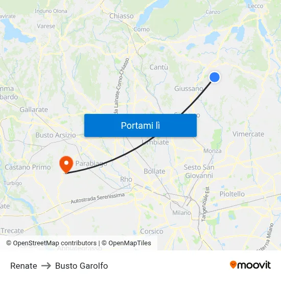 Renate to Busto Garolfo map