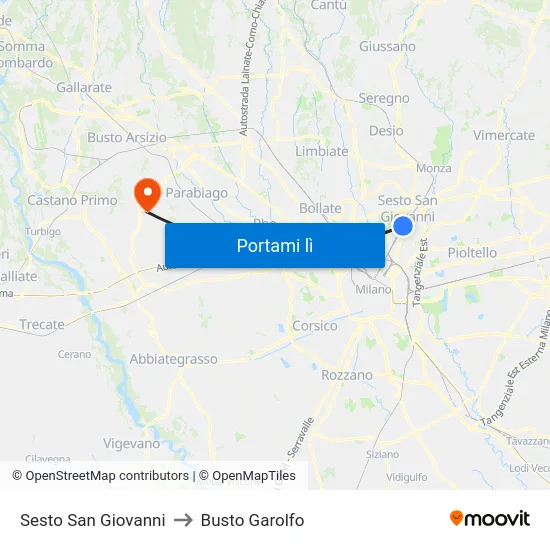 Sesto San Giovanni to Busto Garolfo map