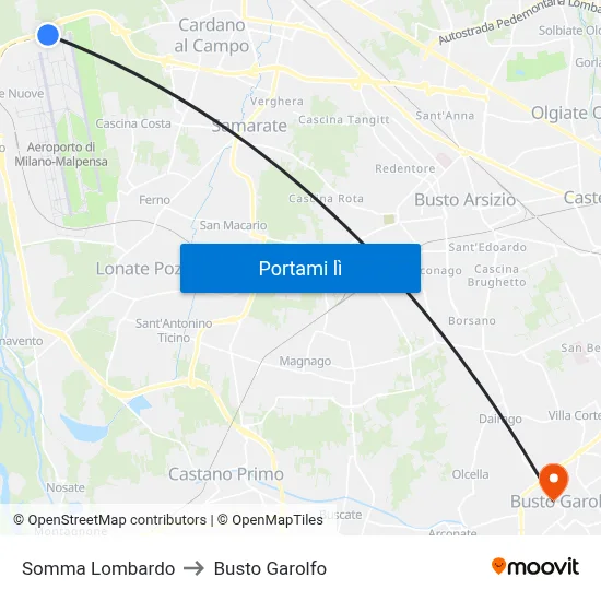 Somma Lombardo to Busto Garolfo map
