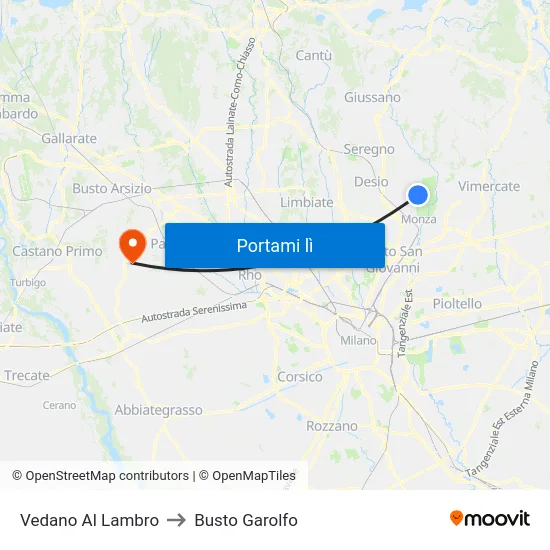 Vedano Al Lambro to Busto Garolfo map