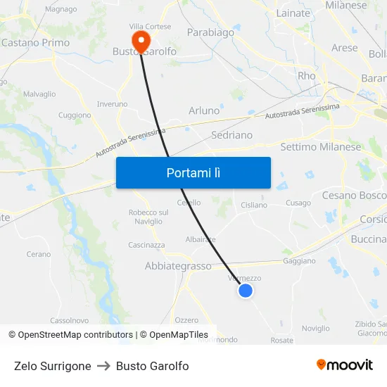 Zelo Surrigone to Busto Garolfo map