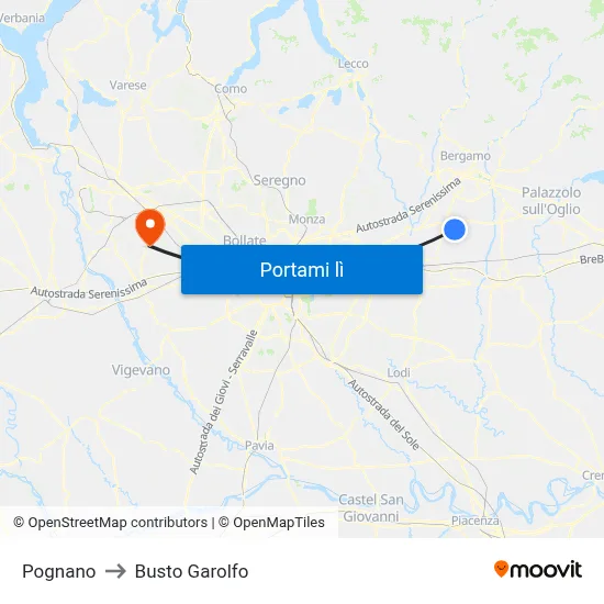 Pognano to Busto Garolfo map