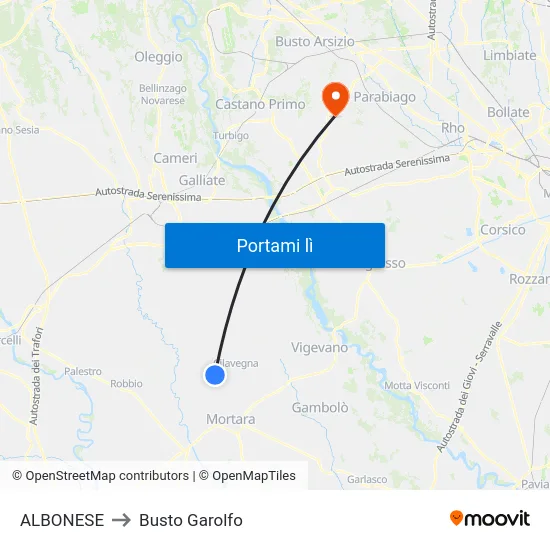 ALBONESE to Busto Garolfo map