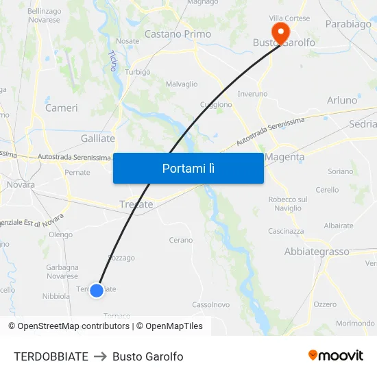 TERDOBBIATE to Busto Garolfo map